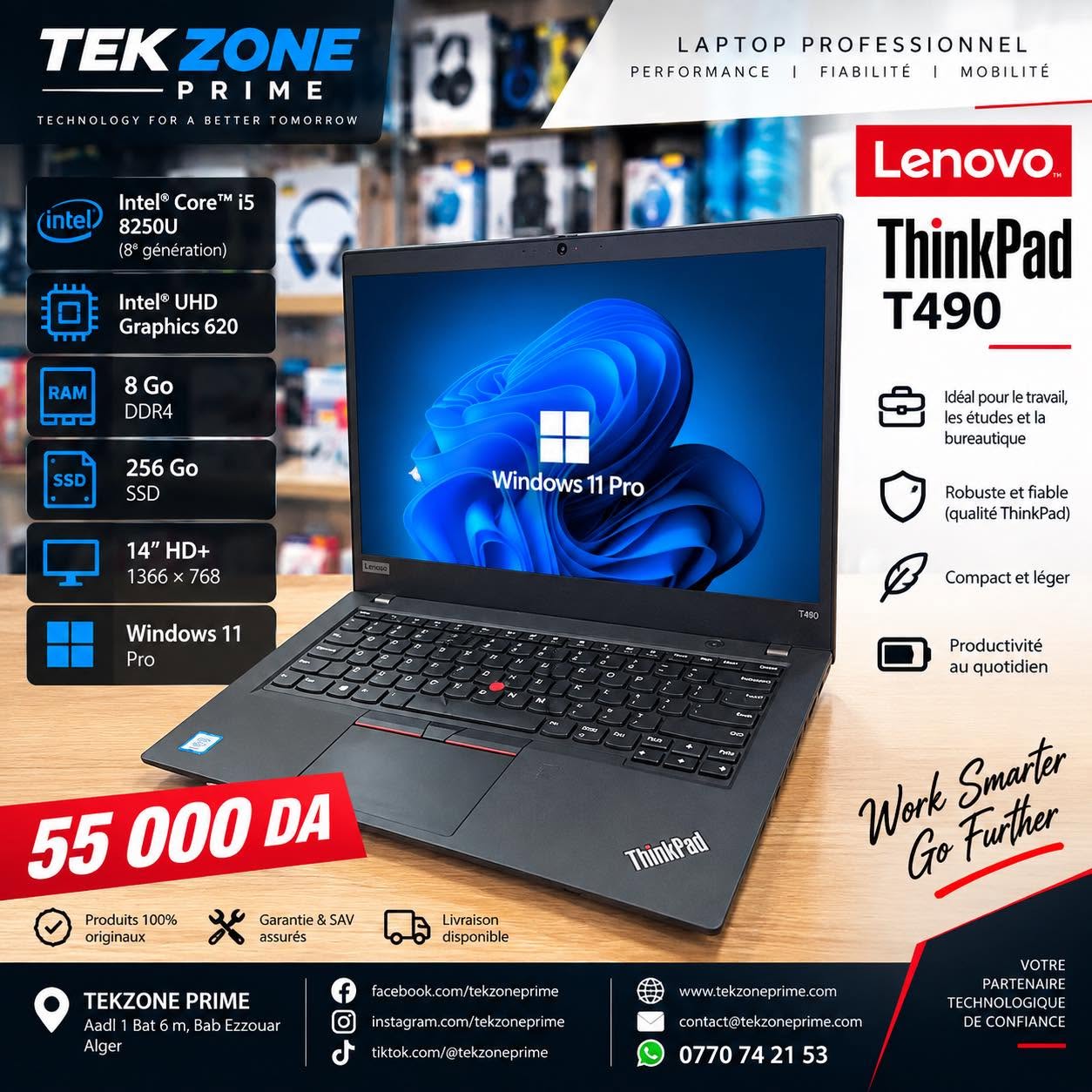 1 LAPTOP LENOVO THINKPAD T490 I5 8TH 8GB 256SSD 14" – Image 1