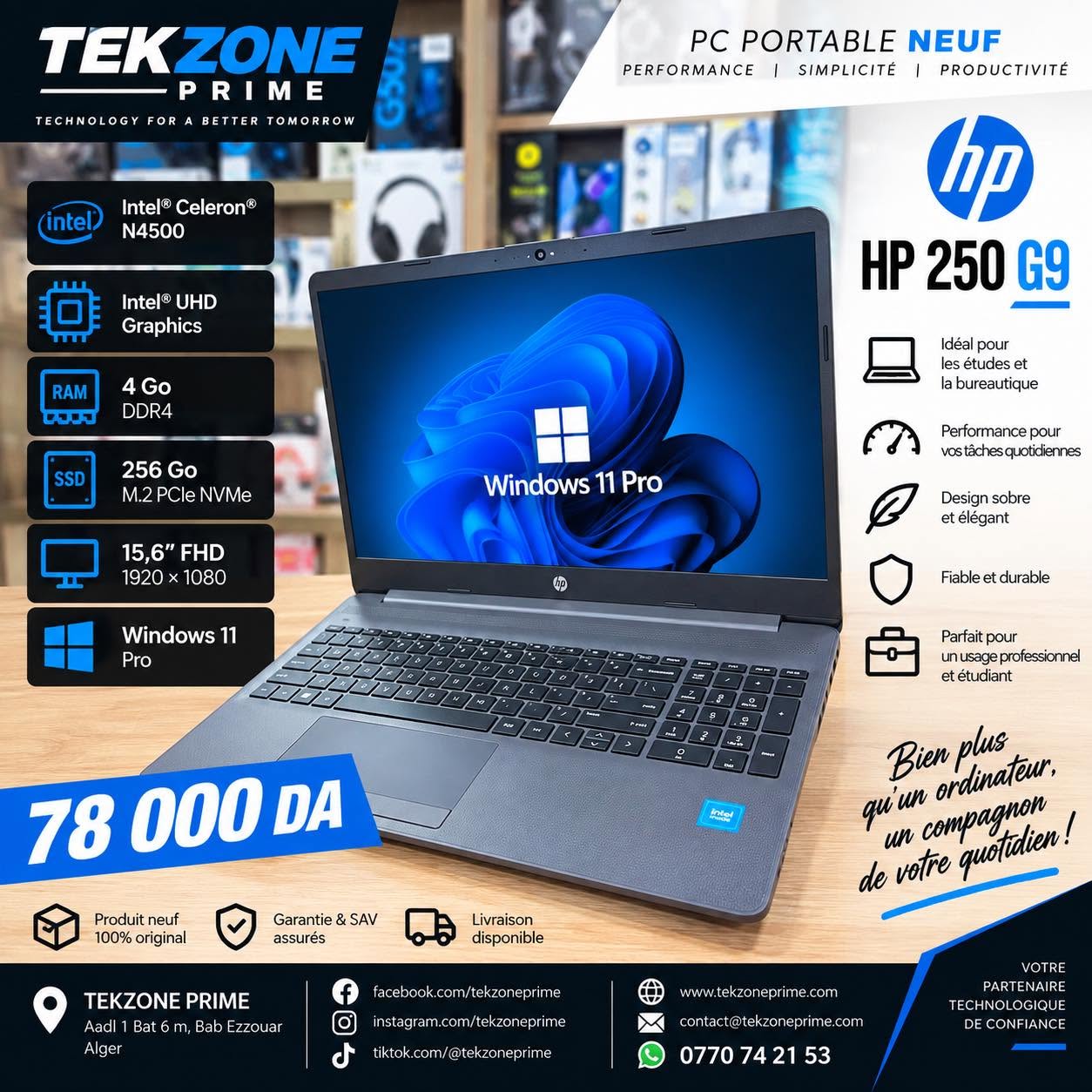1 LAPTOP HP 250 G9 INTEL N4500 4GB 256SSD 15,6" – Image 1