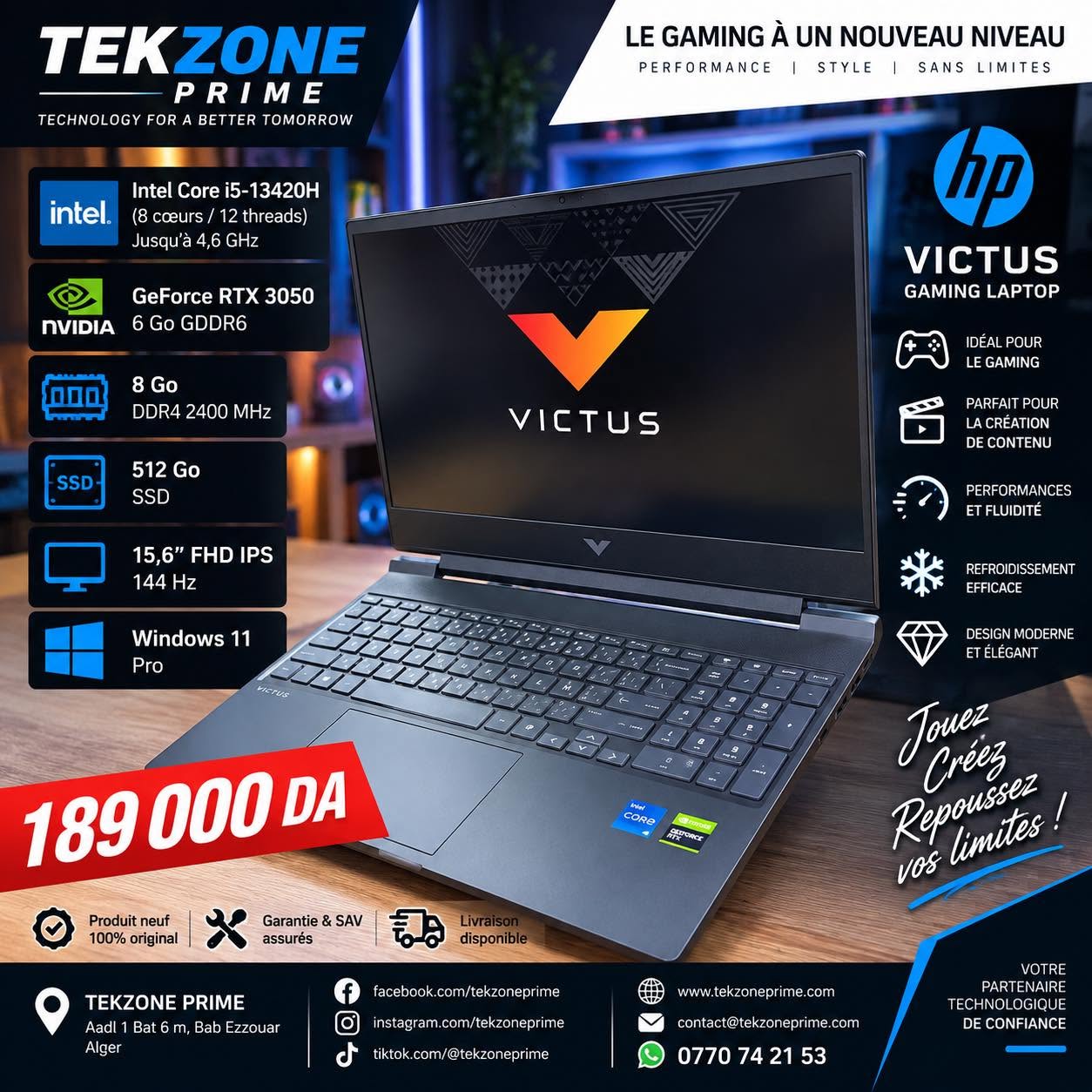 1 LAPTOP HP VICTUS GAMING LAPTOP 15 FA2013DX I5 13TH 8GB 512SSD RTX 3050 6GB – Image 1