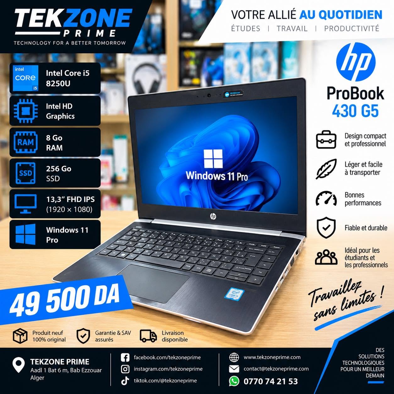 1 LAPTOP HP PROBOOK 430 G5 I5 8250U 8GB 256SSD 13,3 – Image 1