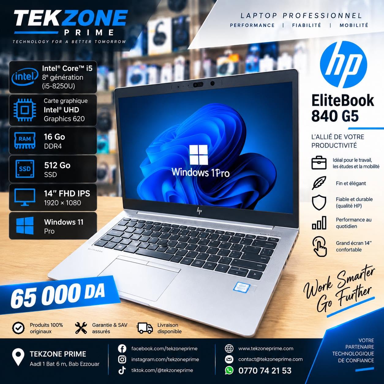 1 LAPTOP HP ELITEBOOK 840 G5 I5 8250U 16GB 512SSD 14 FHD – Image 1
