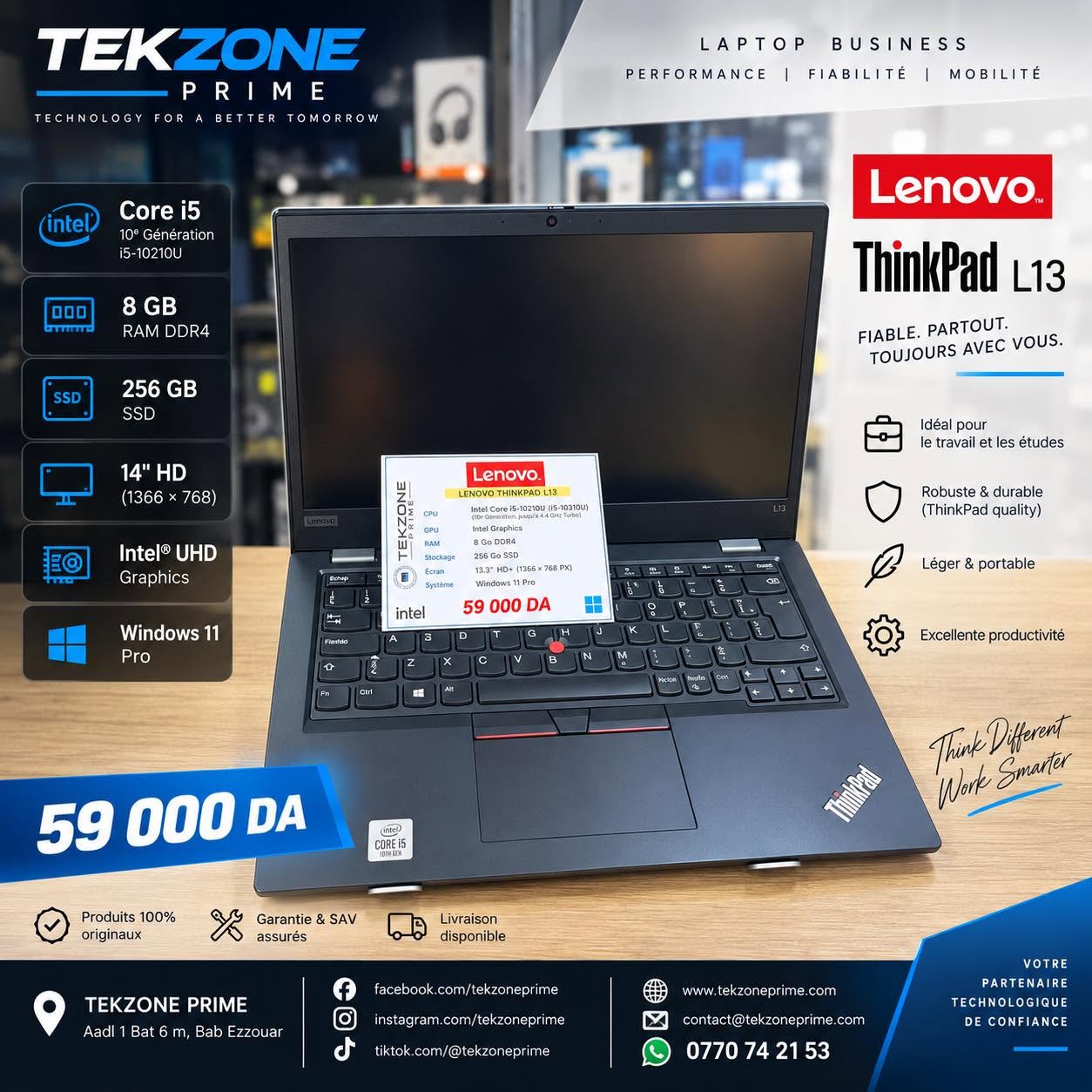 1 LAPTOP LENOVO THINKPAD L13 I5 10TH 8GB 256SSD 13.3 HD+ – Image 1
