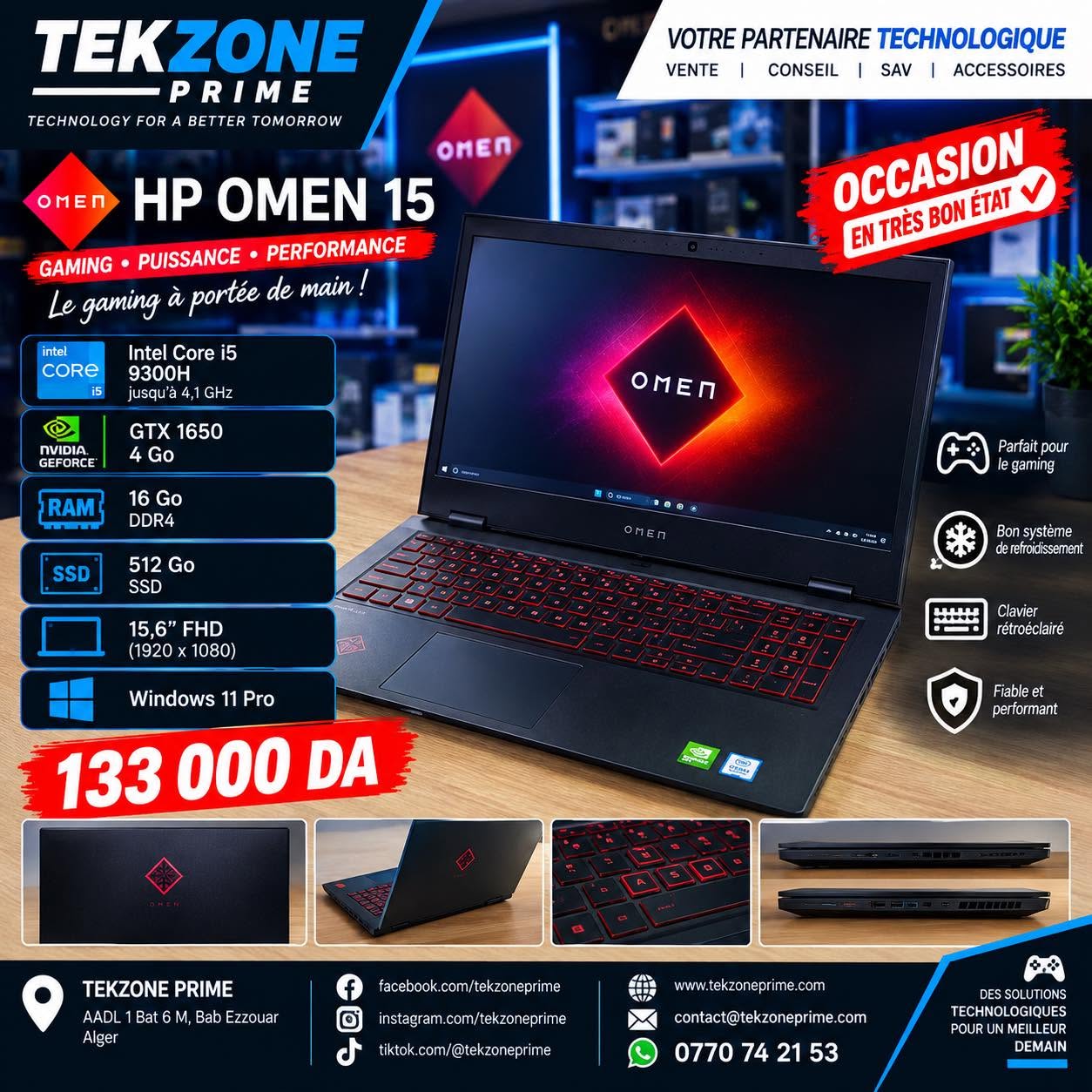 1 LAPTOP HP OMEN 15 I5 9300H 16GB 512SSD GTX 1650 4GB 15,6" FHD – Image 1